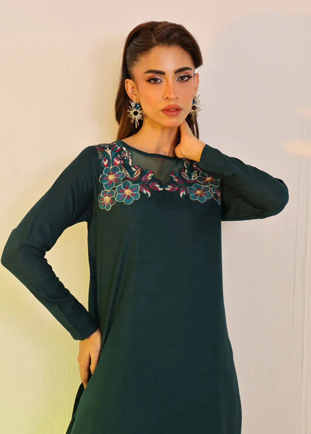 Ripret Pret Embroidered Silk 2 Piece Suit Teal Breeze