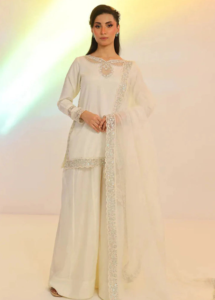 Ripret Pret Embroidered Silk 3 Piece Suit Ivorine