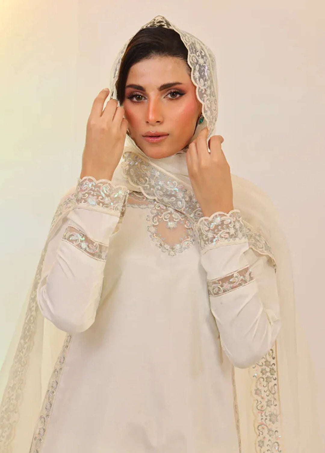 Ripret Pret Embroidered Silk 3 Piece Suit Ivorine