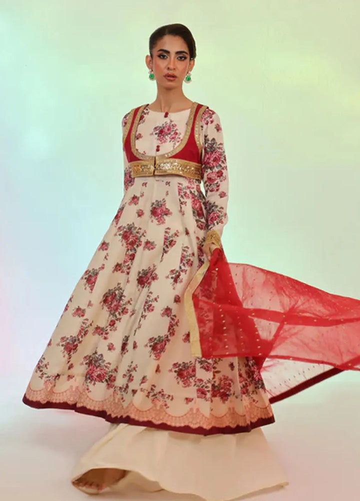 Ripret Pret Embroidered Swiss Lawn 4 Piece Suit Ivory Rose