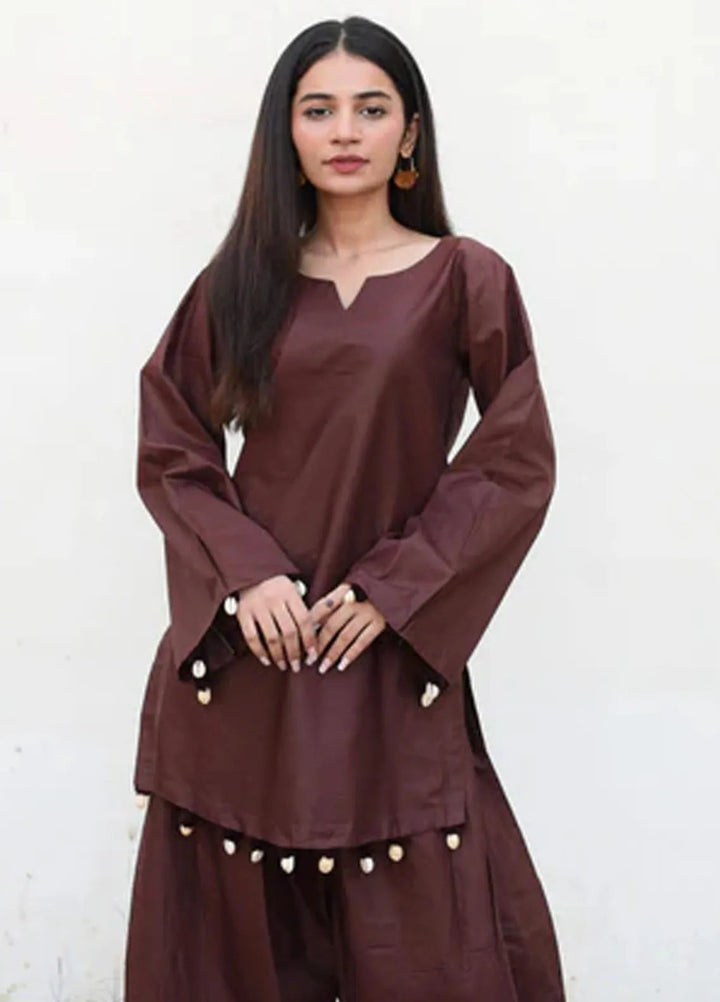 Ripret Pret plain Cotton 2 Piece Suit Chocolate Solid Set