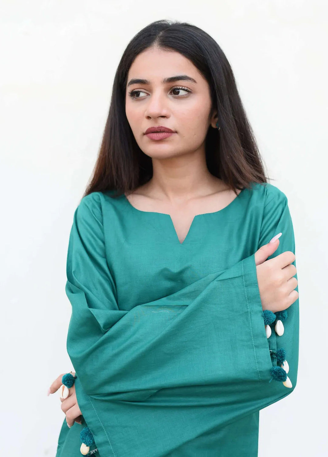 Ripret Pret plain Cotton 2 Piece Suit Teal Green Solid Set