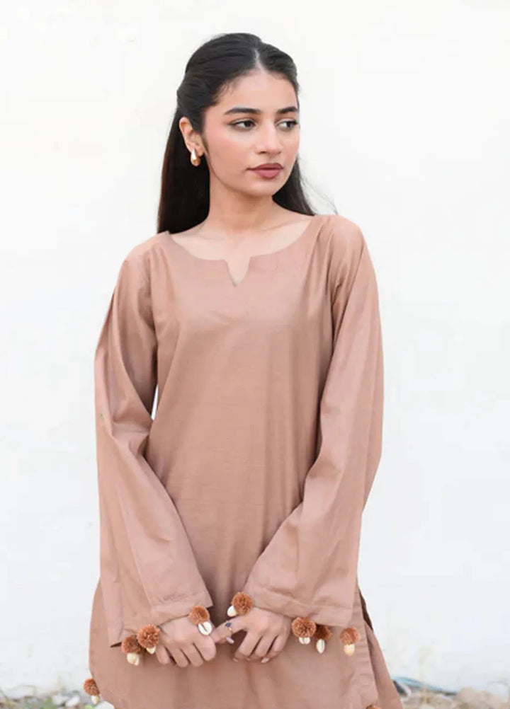 Ripret Pret plain Cotton 2 Piece Suit Umber Solid Set