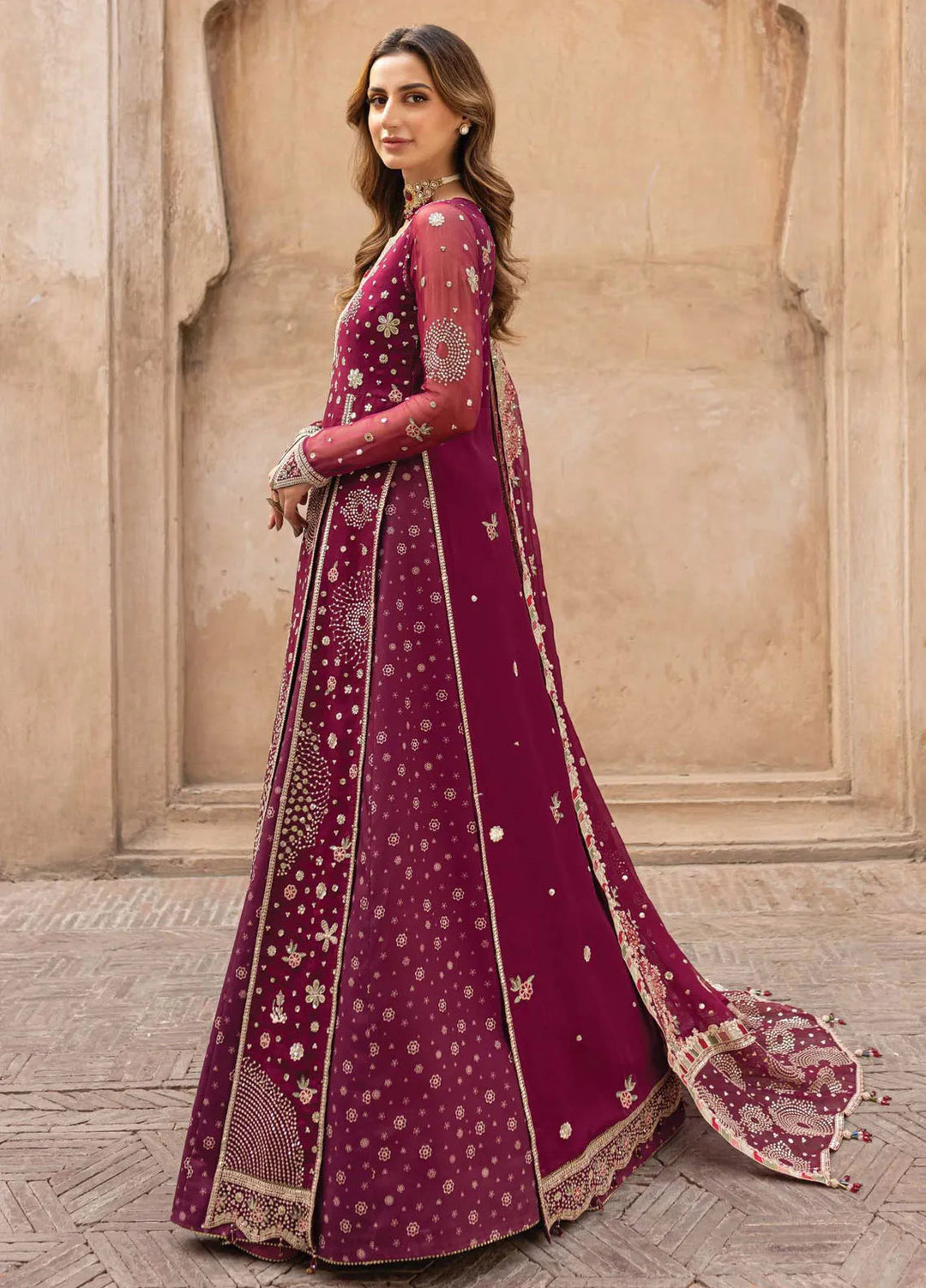Ritzier by Farasha Embroidered Suit Unstitched 3 Piece FSH24R D-05 Scarlet Charm - Luxury Collection