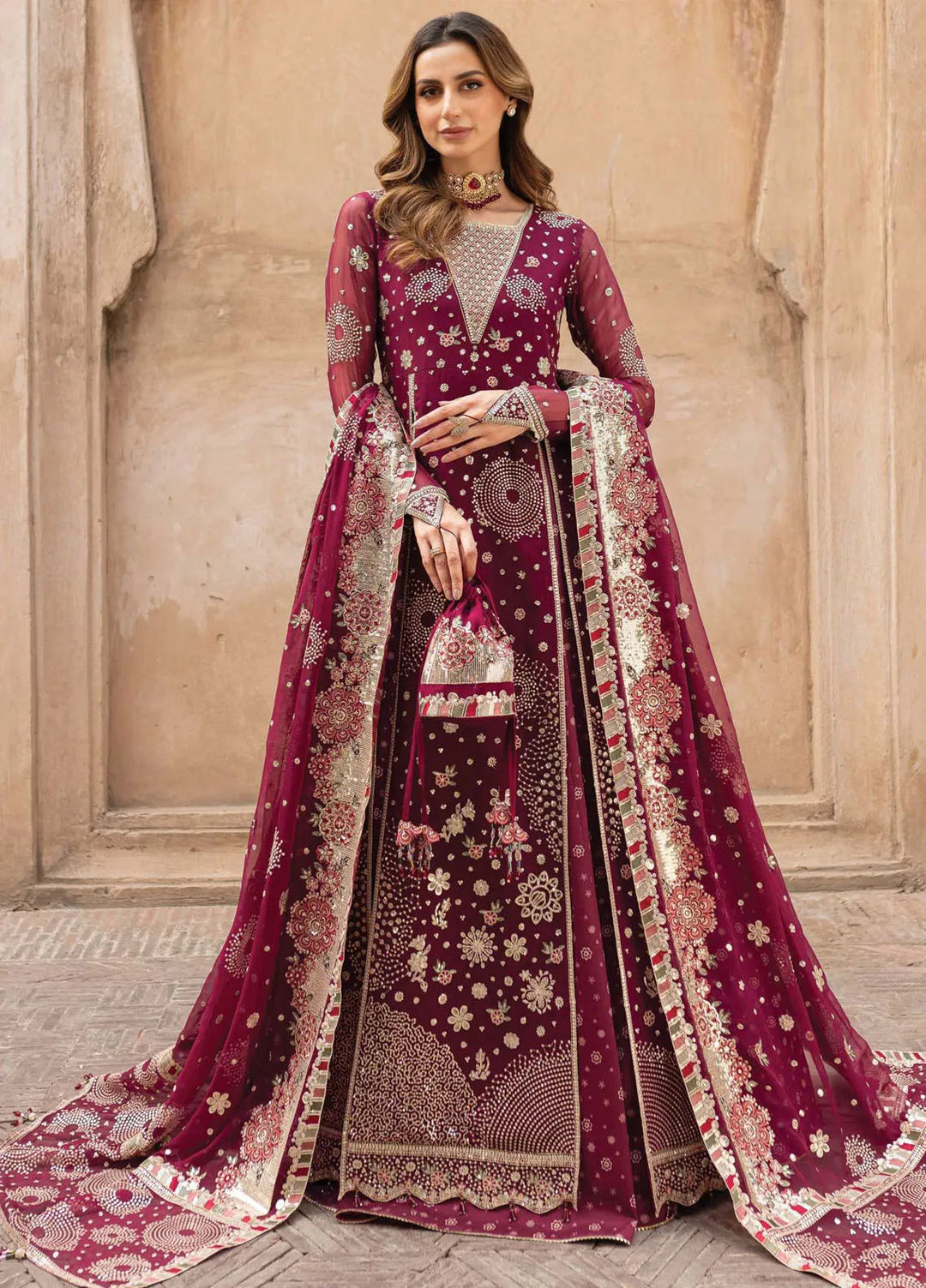 Ritzier by Farasha Embroidered Suit Unstitched 3 Piece FSH24R D-05 Scarlet Charm - Luxury Collection