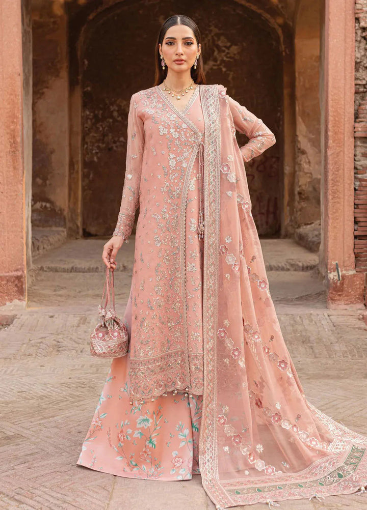 Ritzier by Farasha Embroidered Suit Unstitched 3 Piece FSH24R D-06 Peach Bell - Luxury Collection