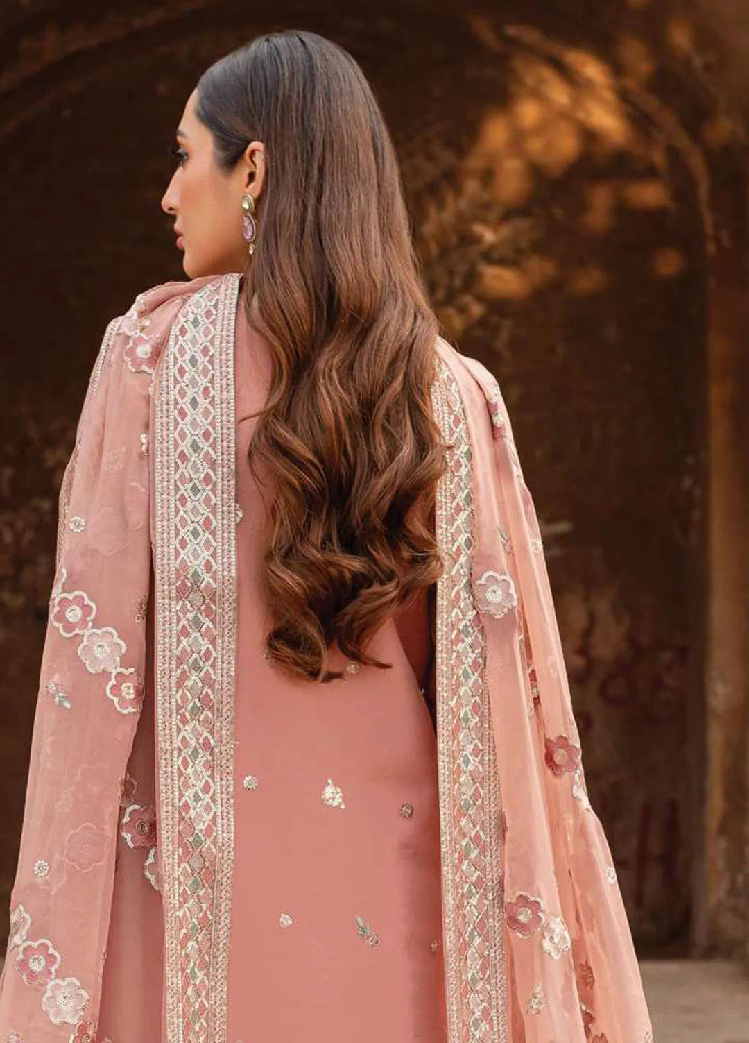 Ritzier by Farasha Embroidered Suit Unstitched 3 Piece FSH24R D-06 Peach Bell - Luxury Collection