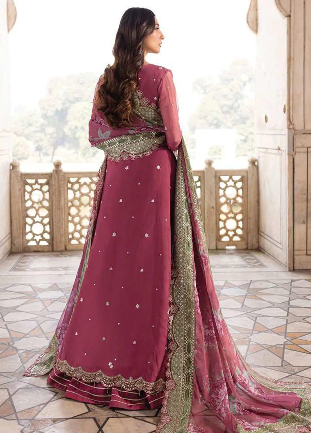 Ritzier by Farasha Embroidered Suit Unstitched 3 Piece FSH24R D-08 Regal Rose - Luxury Collection
