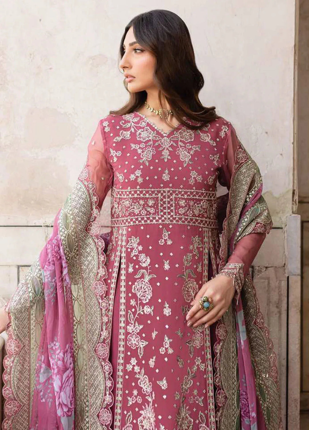 Ritzier by Farasha Embroidered Suit Unstitched 3 Piece FSH24R D-08 Regal Rose - Luxury Collection