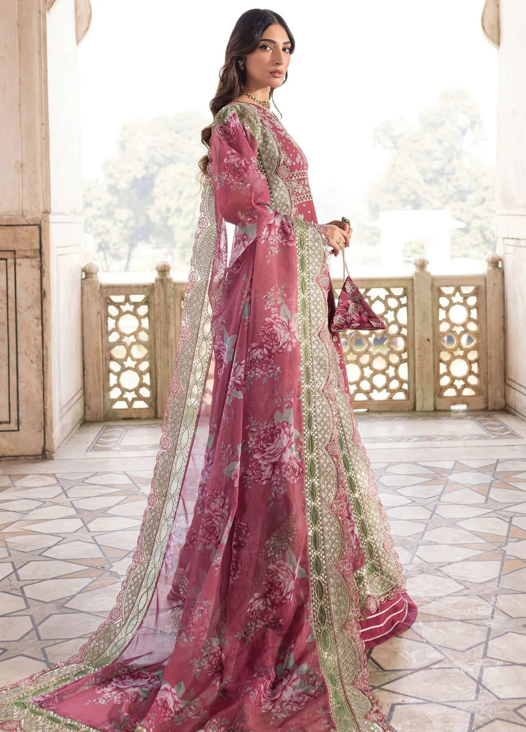 Ritzier by Farasha Embroidered Suit Unstitched 3 Piece FSH24R D-08 Regal Rose - Luxury Collection