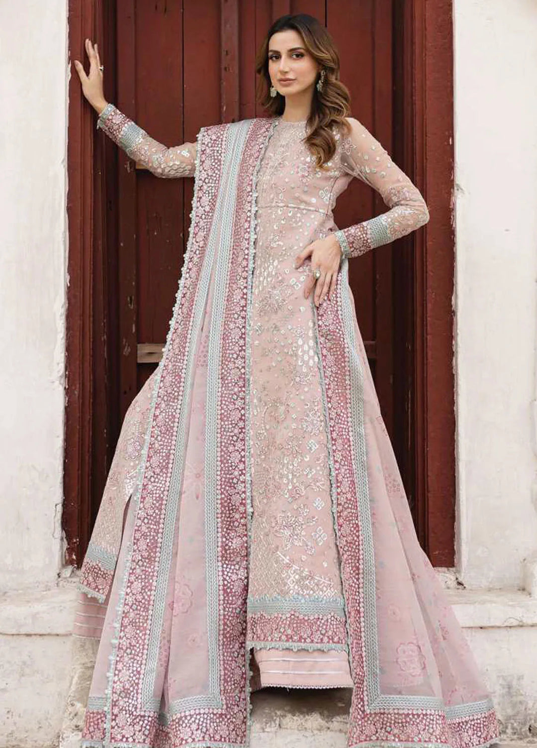 Ritzier by Farasha Embroidered Suit Unstitched 3 Piece FSH24R D-09 Satin Rose - Luxury Collection