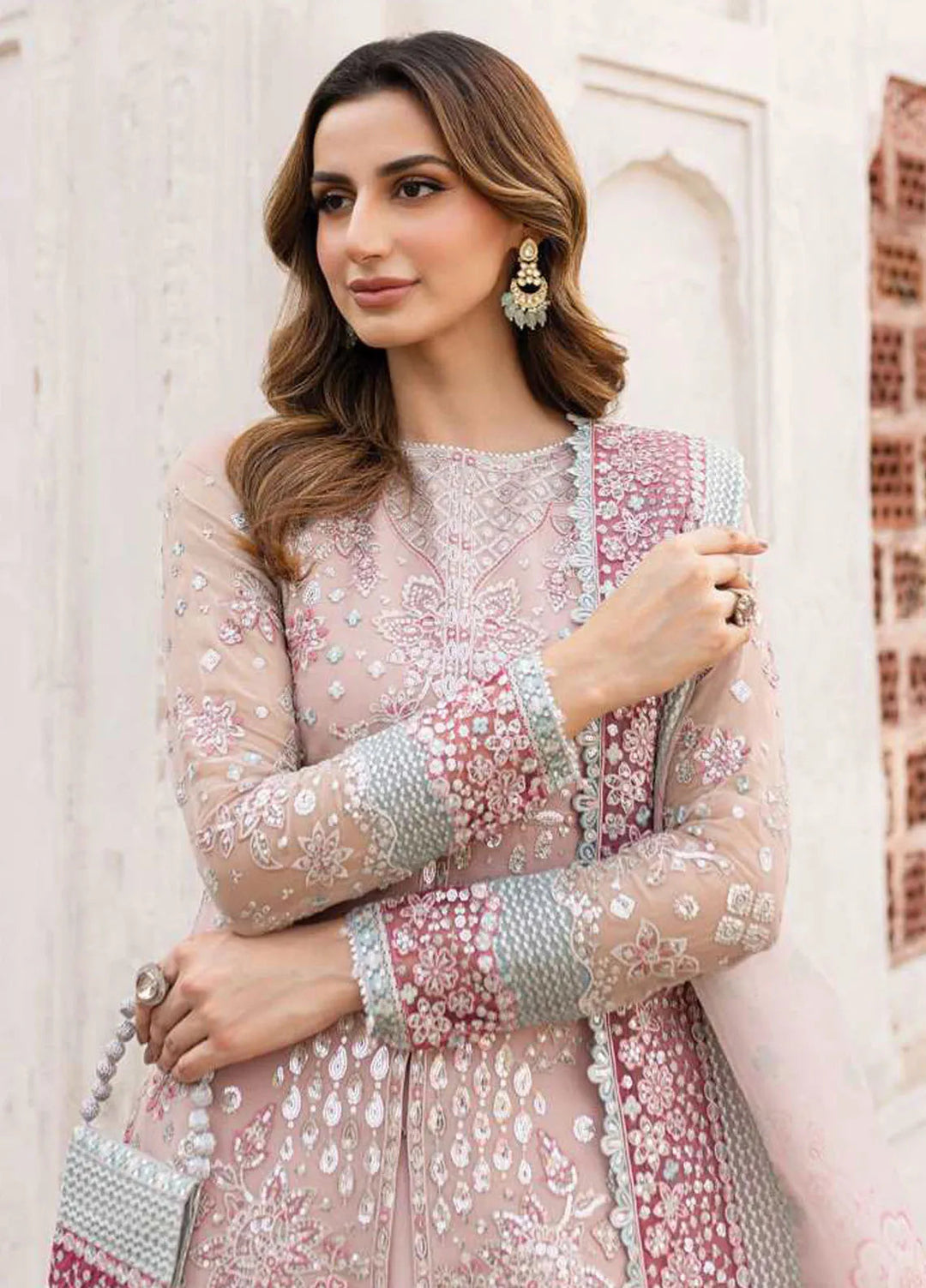 Ritzier by Farasha Embroidered Suit Unstitched 3 Piece FSH24R D-09 Satin Rose - Luxury Collection