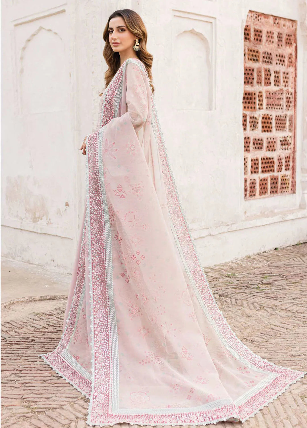 Ritzier by Farasha Embroidered Suit Unstitched 3 Piece FSH24R D-09 Satin Rose - Luxury Collection