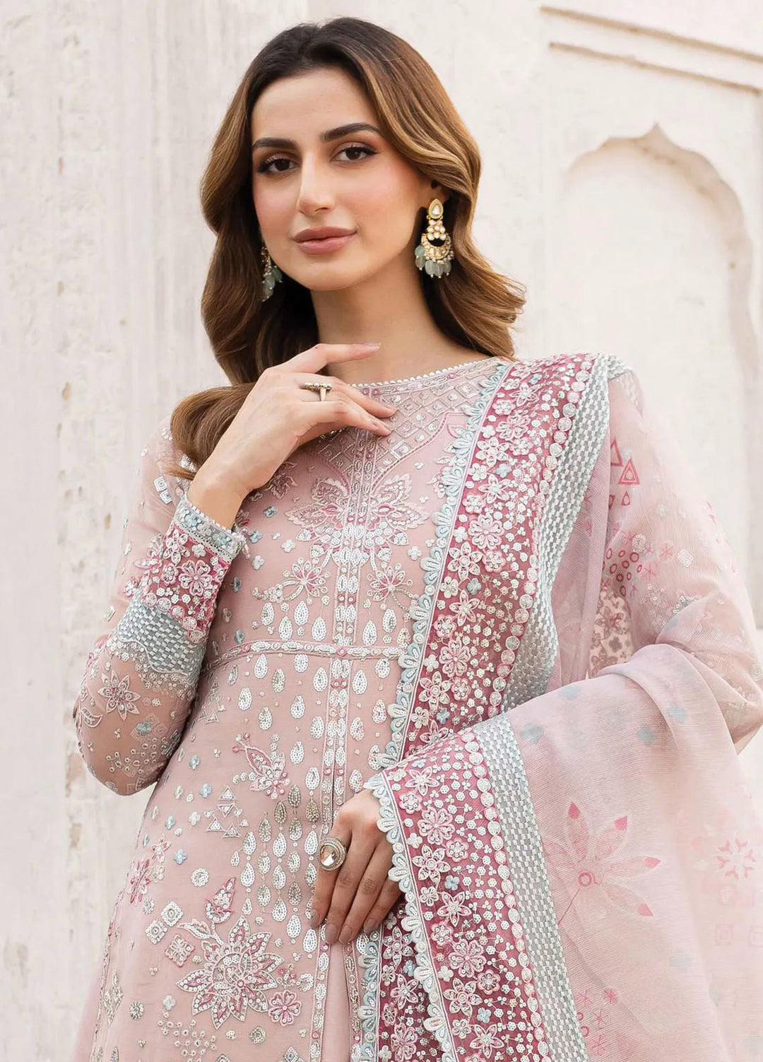 Ritzier by Farasha Embroidered Suit Unstitched 3 Piece FSH24R D-09 Satin Rose - Luxury Collection