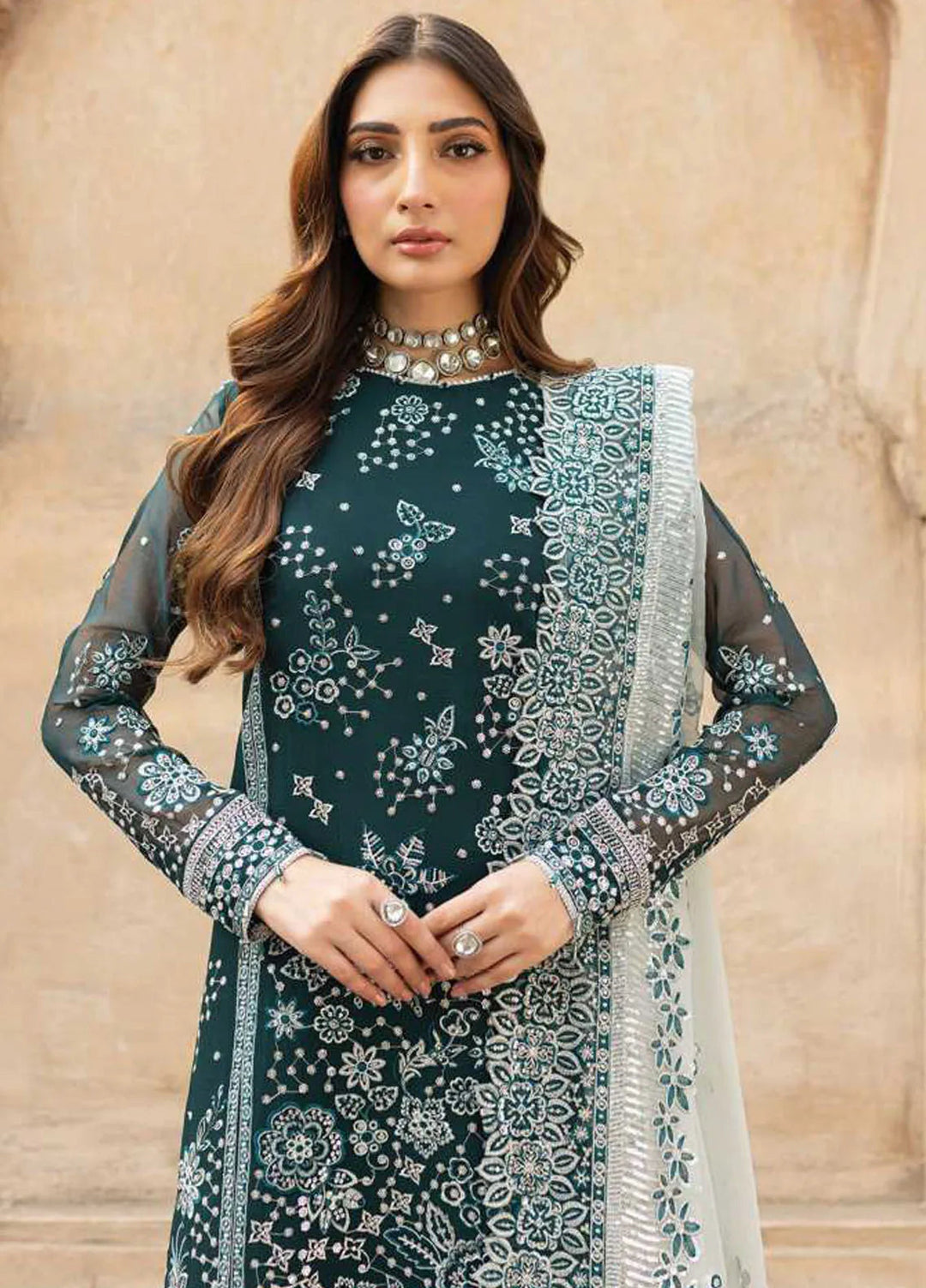 Ritzier by Farasha Embroidered Suit Unstitched 3 Piece FSH24R D-10 Teal Dreams - Luxury Collection
