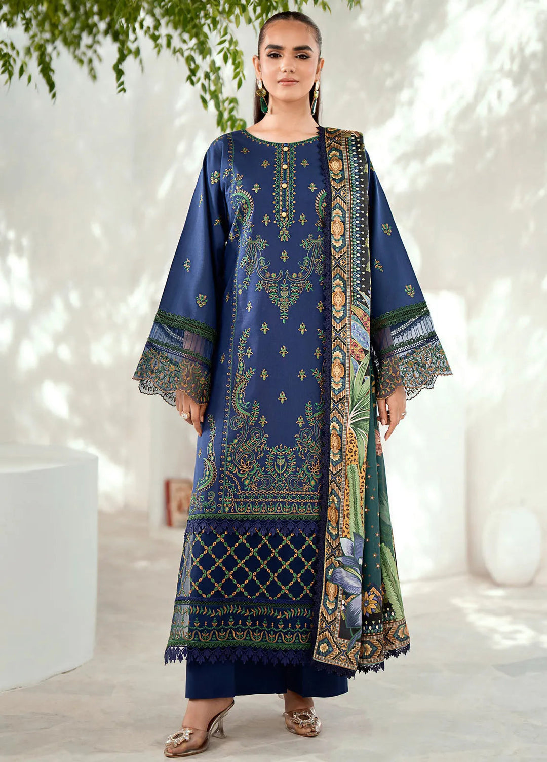 Riwaayat By Bin Ilyas Embroidered Lawn Suit Unstitched 3 Piece BI24R 302 A - Summer Collection