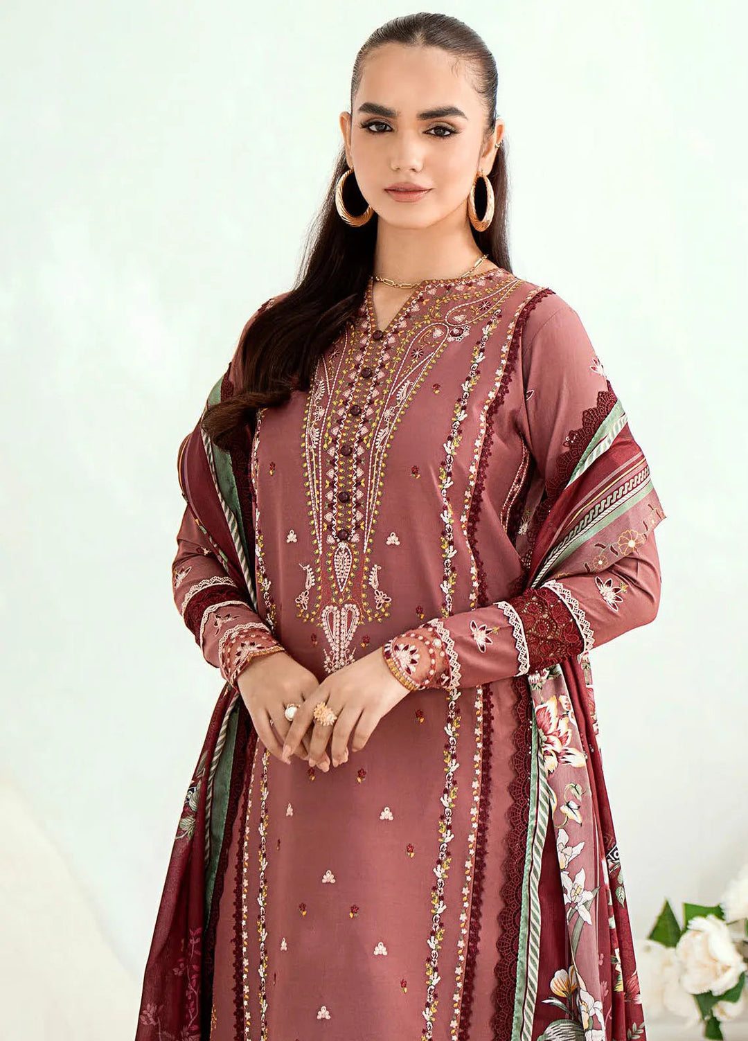 Riwaayat By Bin Ilyas Embroidered Lawn Suit Unstitched 3 Piece BI24R 305 A - Summer Collection