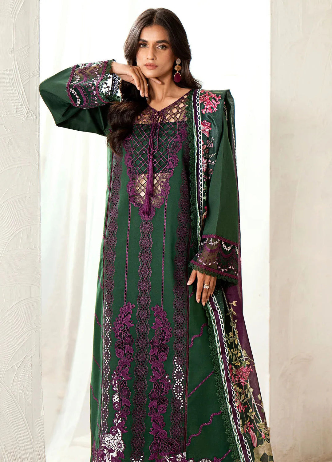 Riwaayat By Bin Ilyas Embroidered Lawn Suit Unstitched 3 Piece BI24R 308 B - Summer Collection