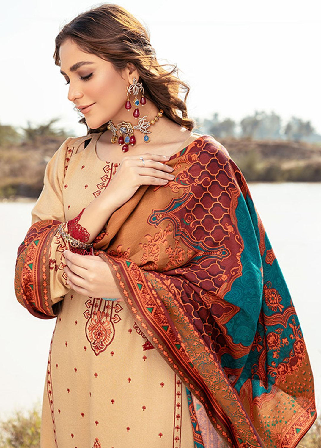 Riwaj By Banafsheh Embroidered Karandi Suits Unstitched 3 Piece BF22R BNK-04 - Winter Collection