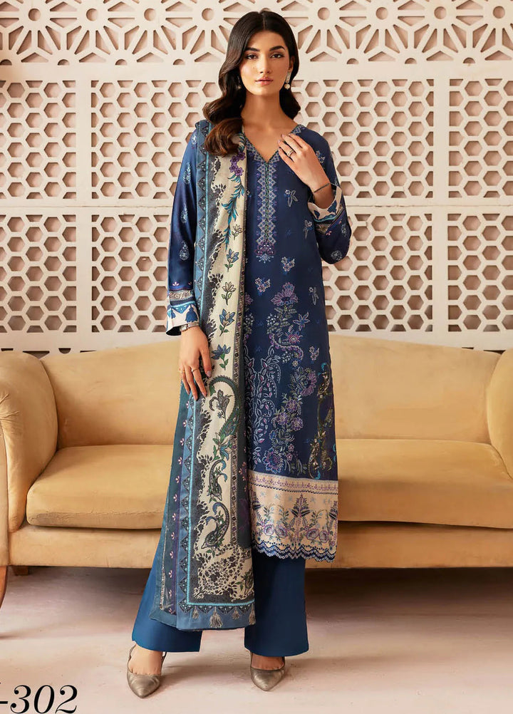 Riwaj by Ramsha Embroidered Viscose Suits Unstitched 3 Piece RSH24RJ J-302 - Winter Collection