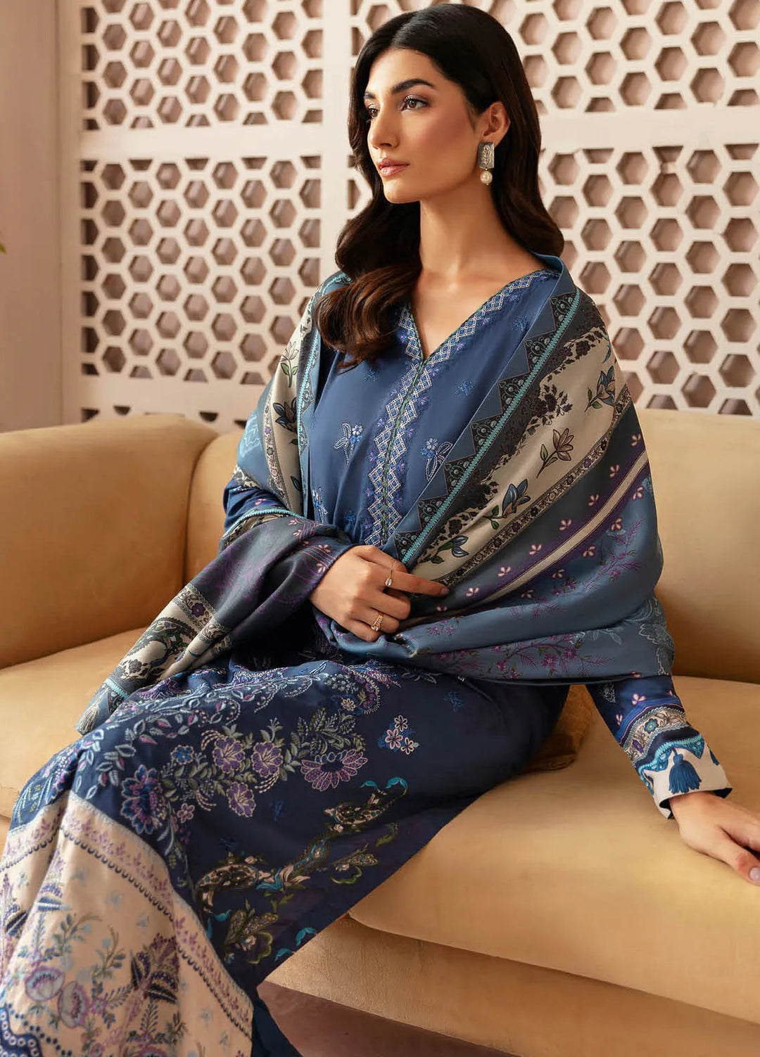 Riwaj by Ramsha Embroidered Viscose Suits Unstitched 3 Piece RSH24RJ J-302 - Winter Collection