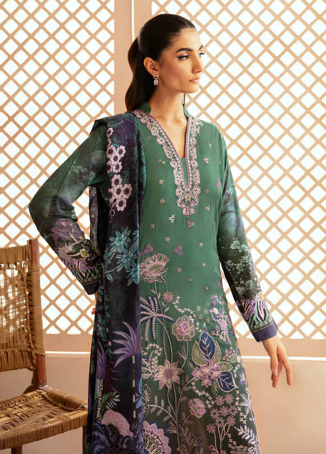 Riwaj by Ramsha Embroidered Viscose Suits Unstitched 3 Piece RSH24RJ J-307 - Winter Collection