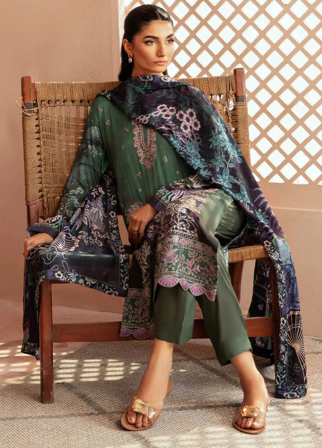 Riwaj by Ramsha Embroidered Viscose Suits Unstitched 3 Piece RSH24RJ J-307 - Winter Collection