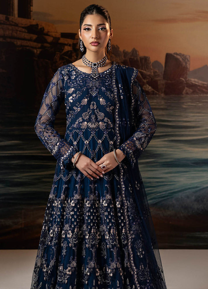 Riwayat by Lamisah Embroidered Chiffon Suits Unstitched 3 Piece LVP25RL R-05 Jewel Blue - Formals Collection