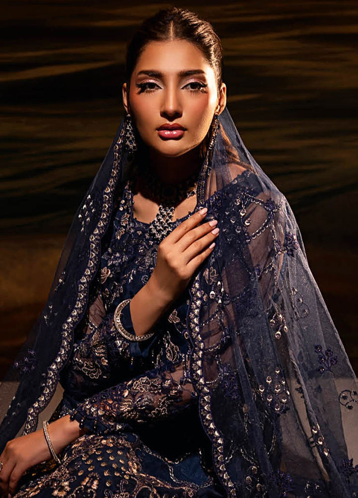 Riwayat by Lamisah Embroidered Chiffon Suits Unstitched 3 Piece LVP25RL R-05 Jewel Blue - Formals Collection