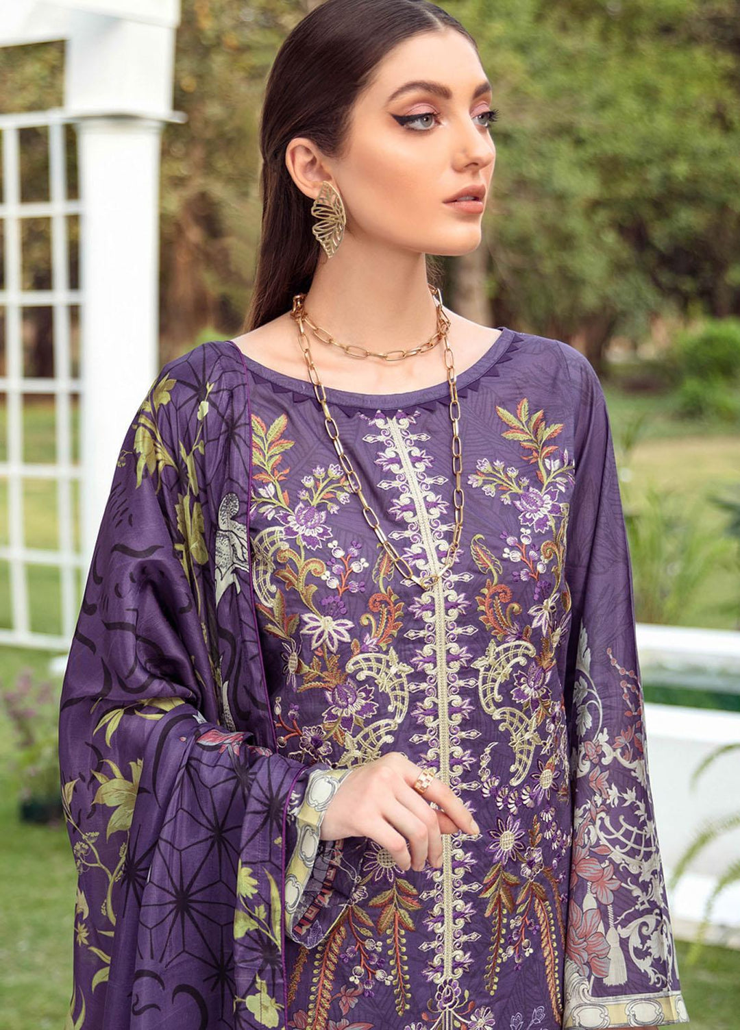Riwayat by Ramsha Embroidered Lawn Suits Unstitched 3 Piece RSH21R-2 Y-201 - Luxury Collection