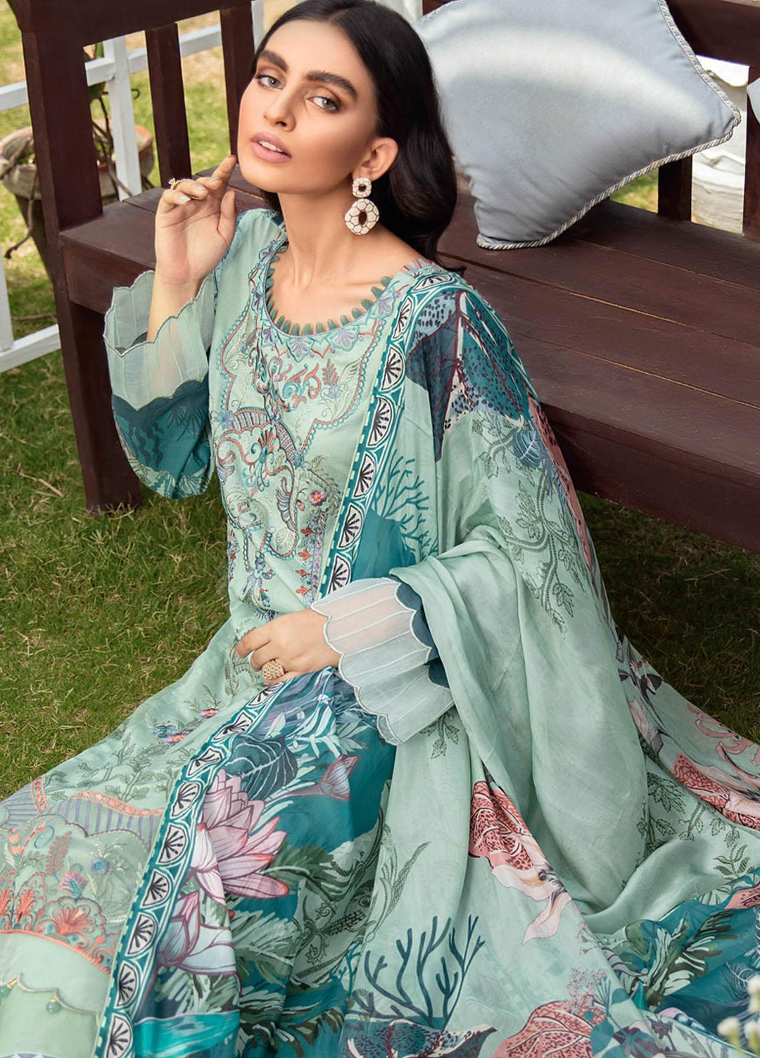 Riwayat by Ramsha Embroidered Lawn Suits Unstitched 3 Piece RSH21R-2 Y-206 - Luxury Collection