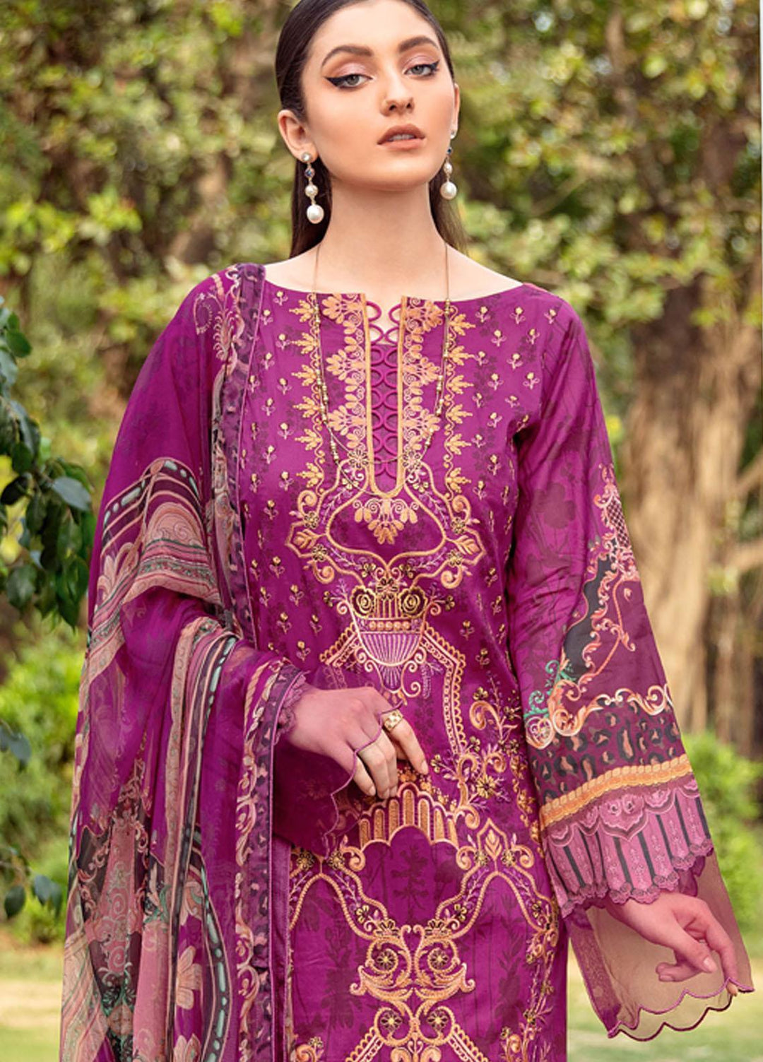 Riwayat by Ramsha Embroidered Lawn Suits Unstitched 3 Piece RSH21R-2 Y-207 - Luxury Collection
