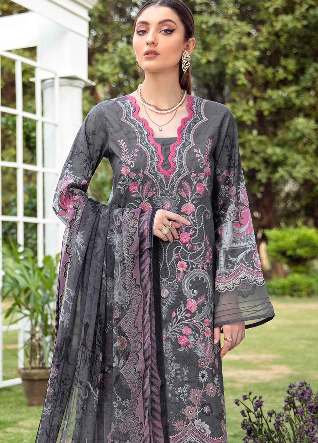 Riwayat by Ramsha Embroidered Lawn Suits Unstitched 3 Piece RSH21R-2 Y-210 - Luxury Collection