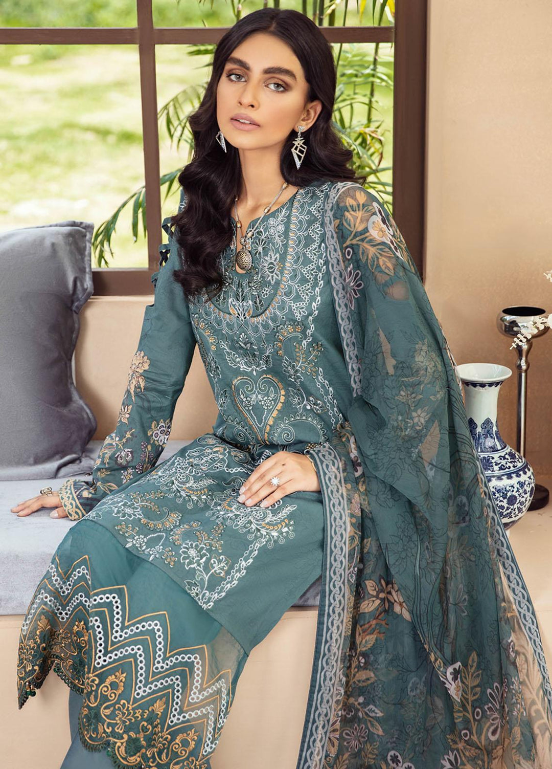 Riwayat by Ramsha Embroidered Lawn Suits Unstitched 3 Piece RSH21R-2 Y-212 - Luxury Collection