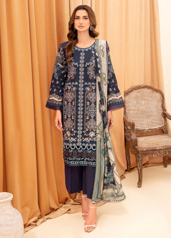 Riwayat By Ramsha Embroidered Lawn Suits Unstitched 3 Piece RSH23-RW7 Y-701 - Luxury Collection