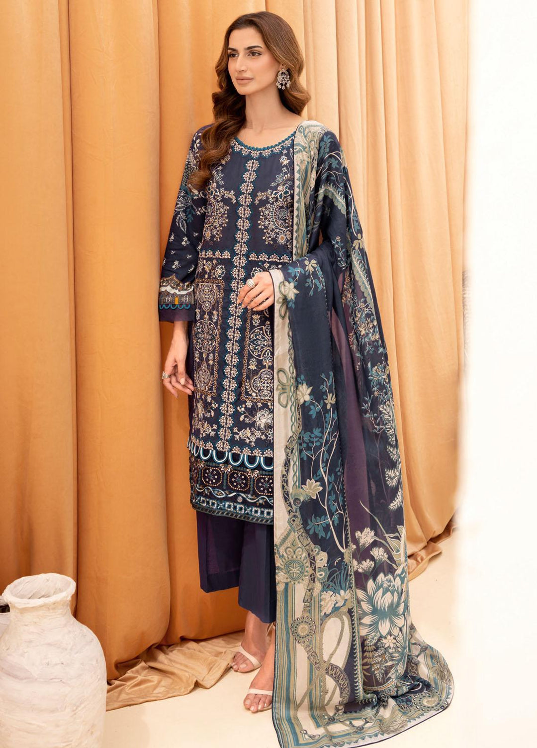 Riwayat By Ramsha Embroidered Lawn Suits Unstitched 3 Piece RSH23-RW7 Y-701 - Luxury Collection