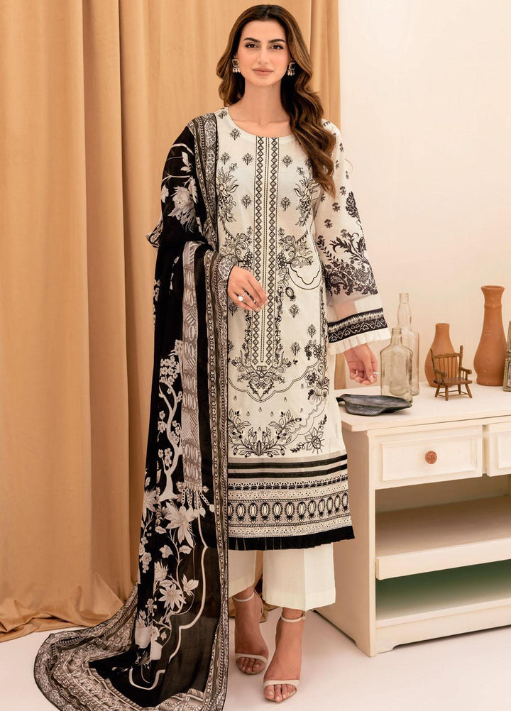 Riwayat By Ramsha Embroidered Lawn Suits Unstitched 3 Piece RSH23-RW7 Y-704 - Luxury Collection