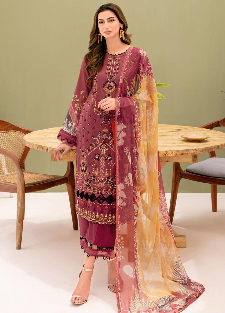 Riwayat By Ramsha Embroidered Lawn Suits Unstitched 3 Piece RSH23-RW7 Y-708 - Luxury Collection