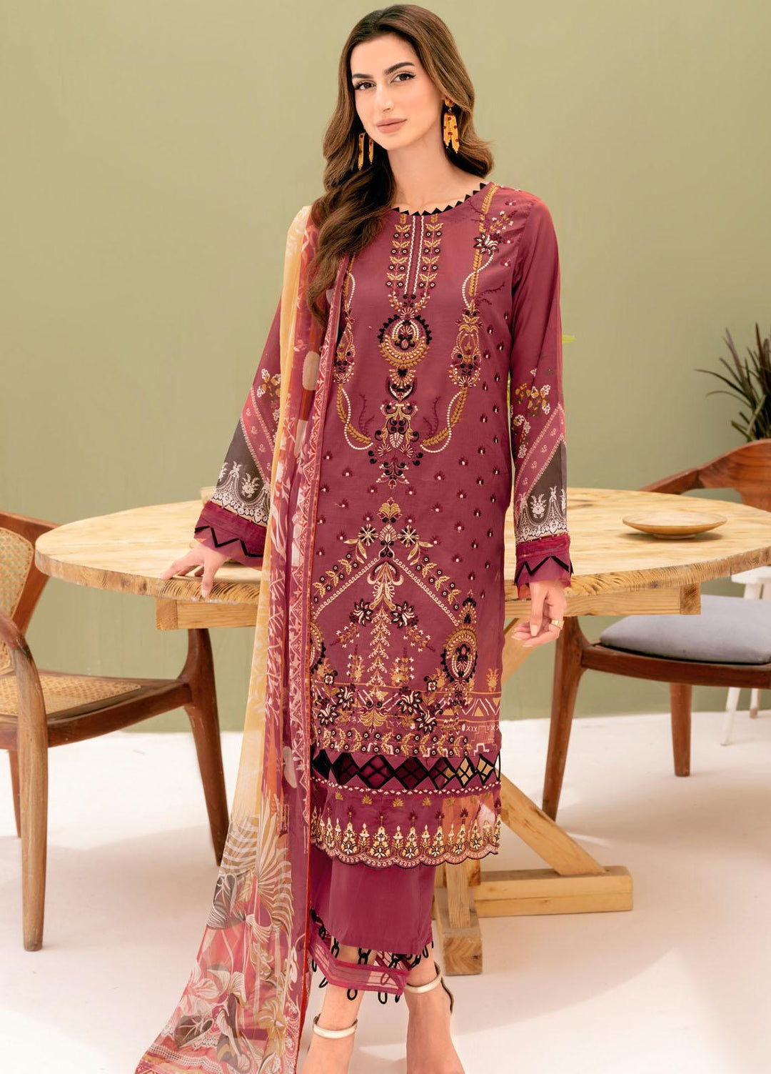 Riwayat By Ramsha Embroidered Lawn Suits Unstitched 3 Piece RSH23-RW7 Y-708 - Luxury Collection
