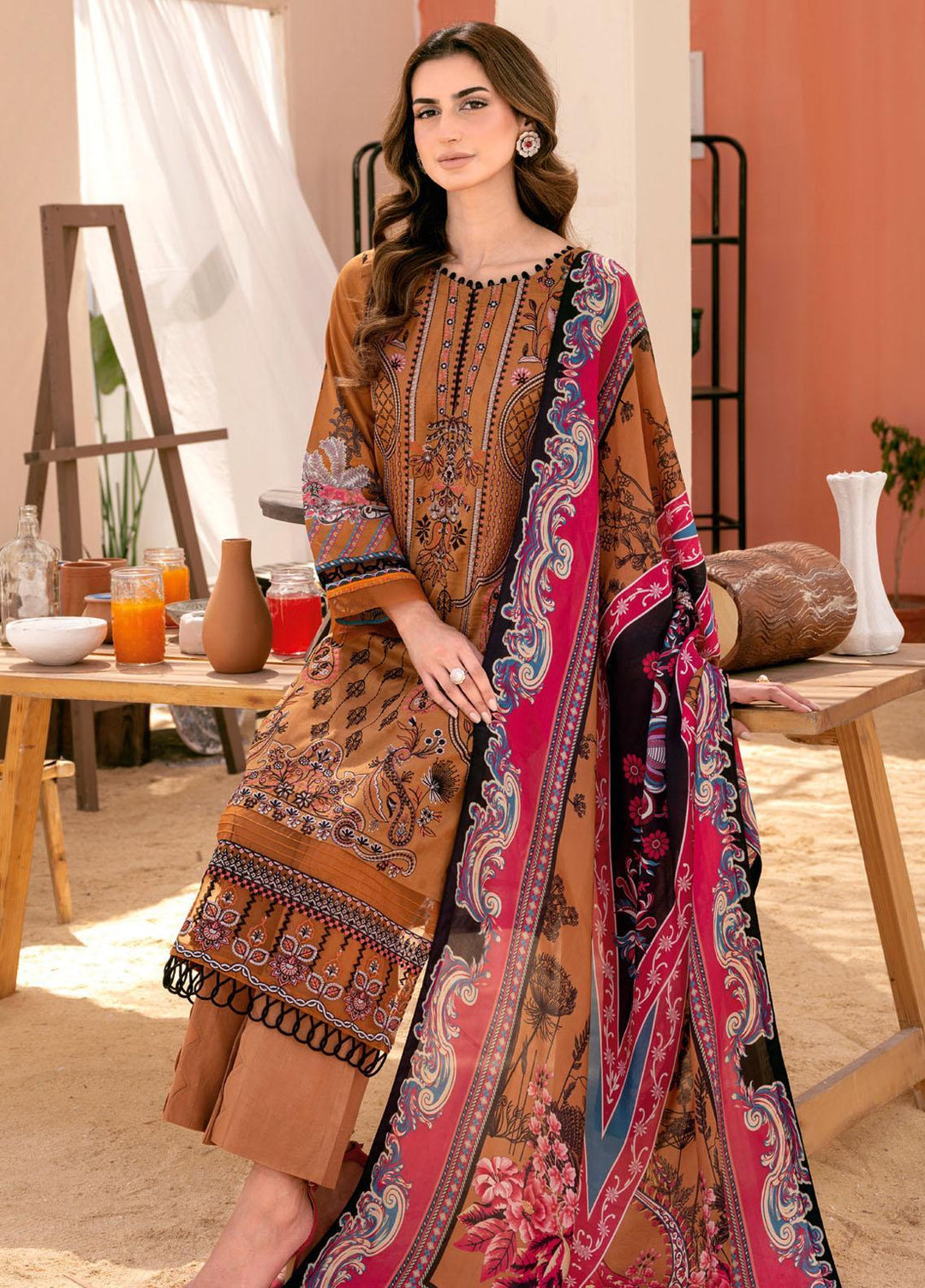 Riwayat By Ramsha Embroidered Lawn Suits Unstitched 3 Piece RSH23-RW7 Y-710 - Luxury Collection