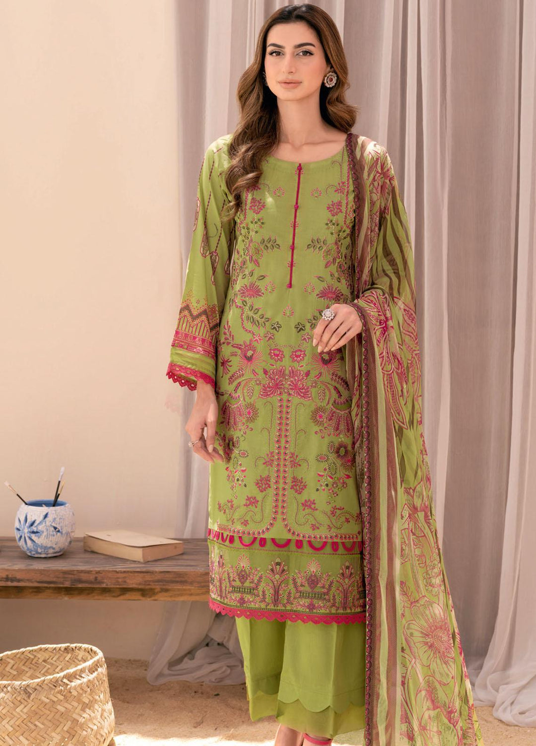 Riwayat By Ramsha Embroidered Lawn Suits Unstitched 3 Piece RSH23-RW7 Y-712 - Luxury Collection