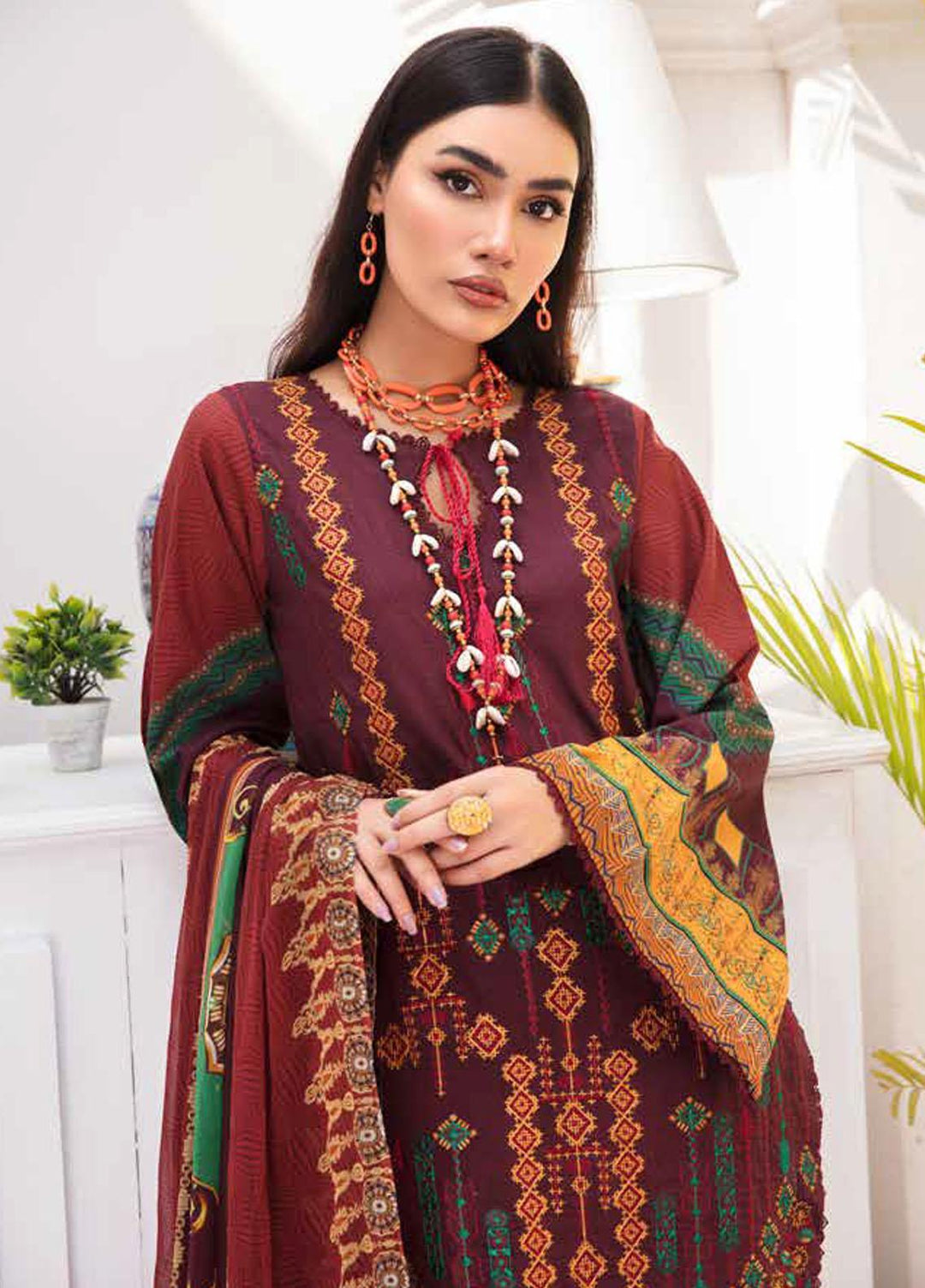 Riwayat-e-Khas By Banafsheh Embroidered Lawn Suits Unstitched 3 Piece BF22RK BNR-04 - Luxury Collection