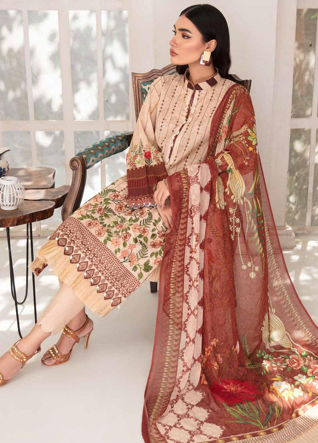 Riwayat-e-Khas By Banafsheh Embroidered Lawn Suits Unstitched 3 Piece BF22RK BNR-06 - Luxury Collection