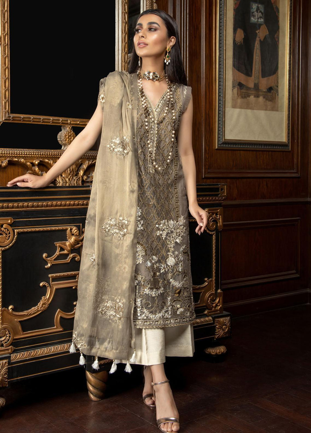 Riyassa Luxury Pret  Net 3 Piece Dress RY22RB Elvan