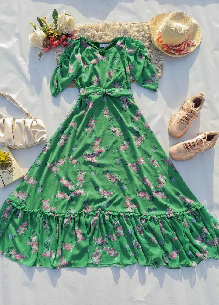 Robes Pret Casual  Long Dress GREEN MERRY