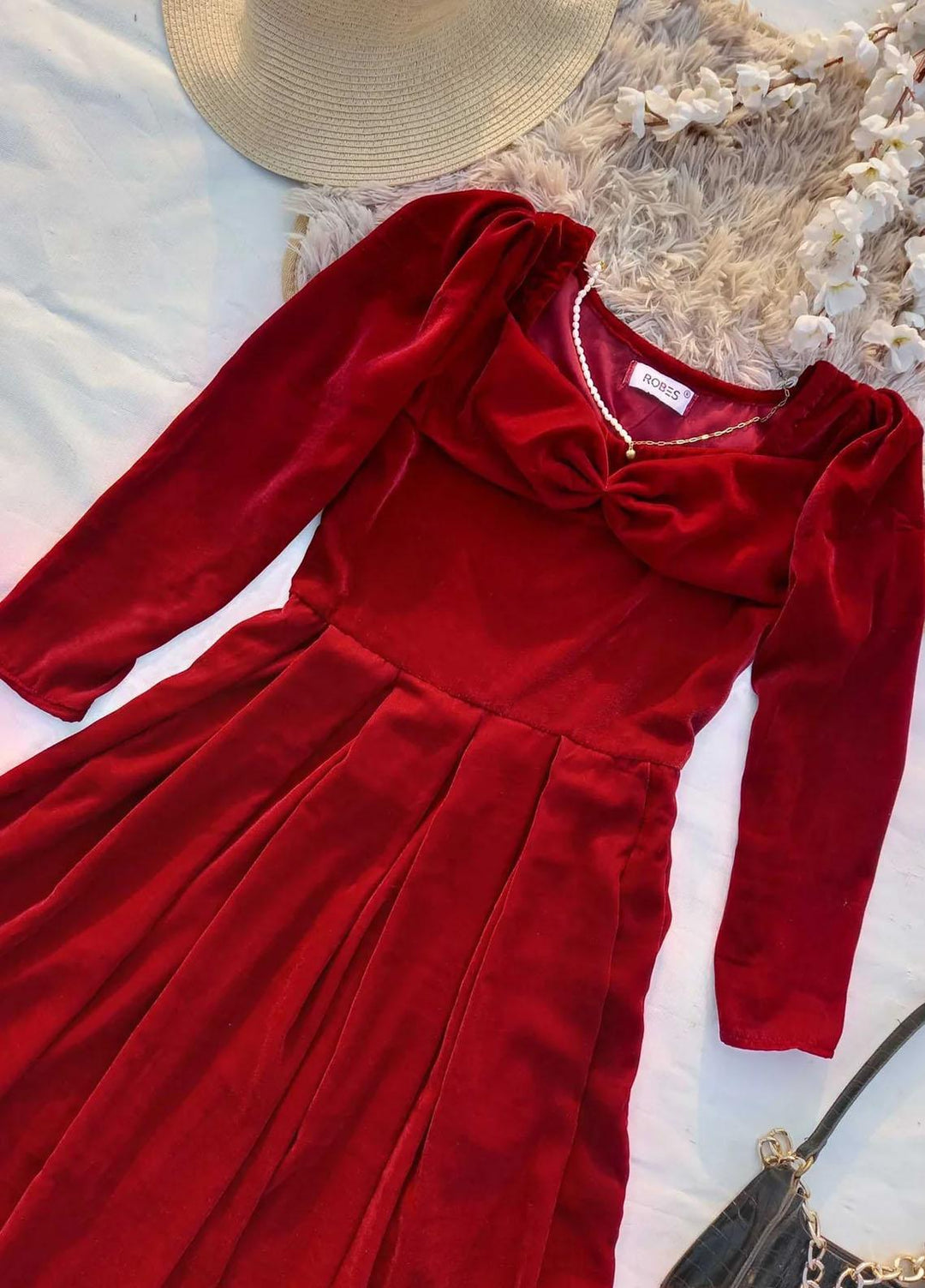 Robes Pret Casual  Long Dress MAROON VELVET