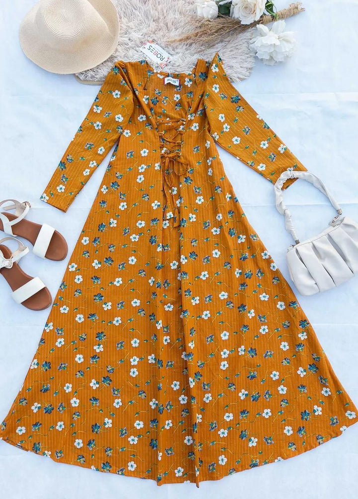 Robes Pret Casual  Long Dress MUSTARD BLOSSOM LAWN