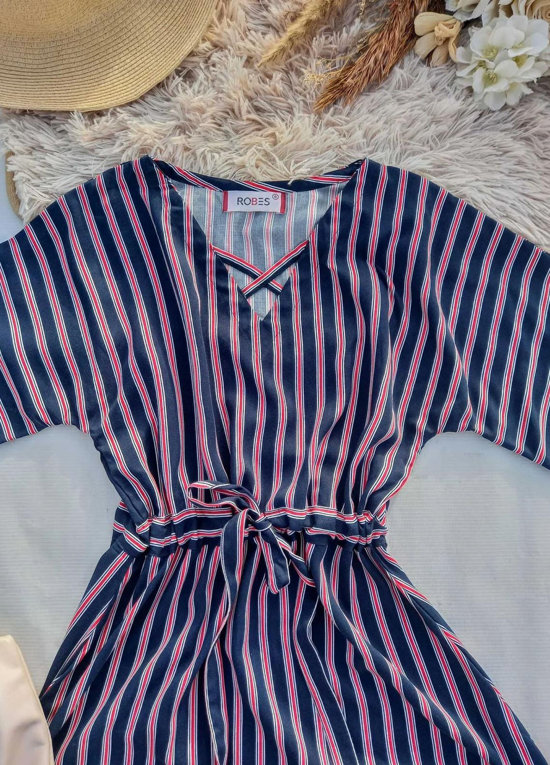 Robes Pret Casual  Long Dress NAVY STRIPED