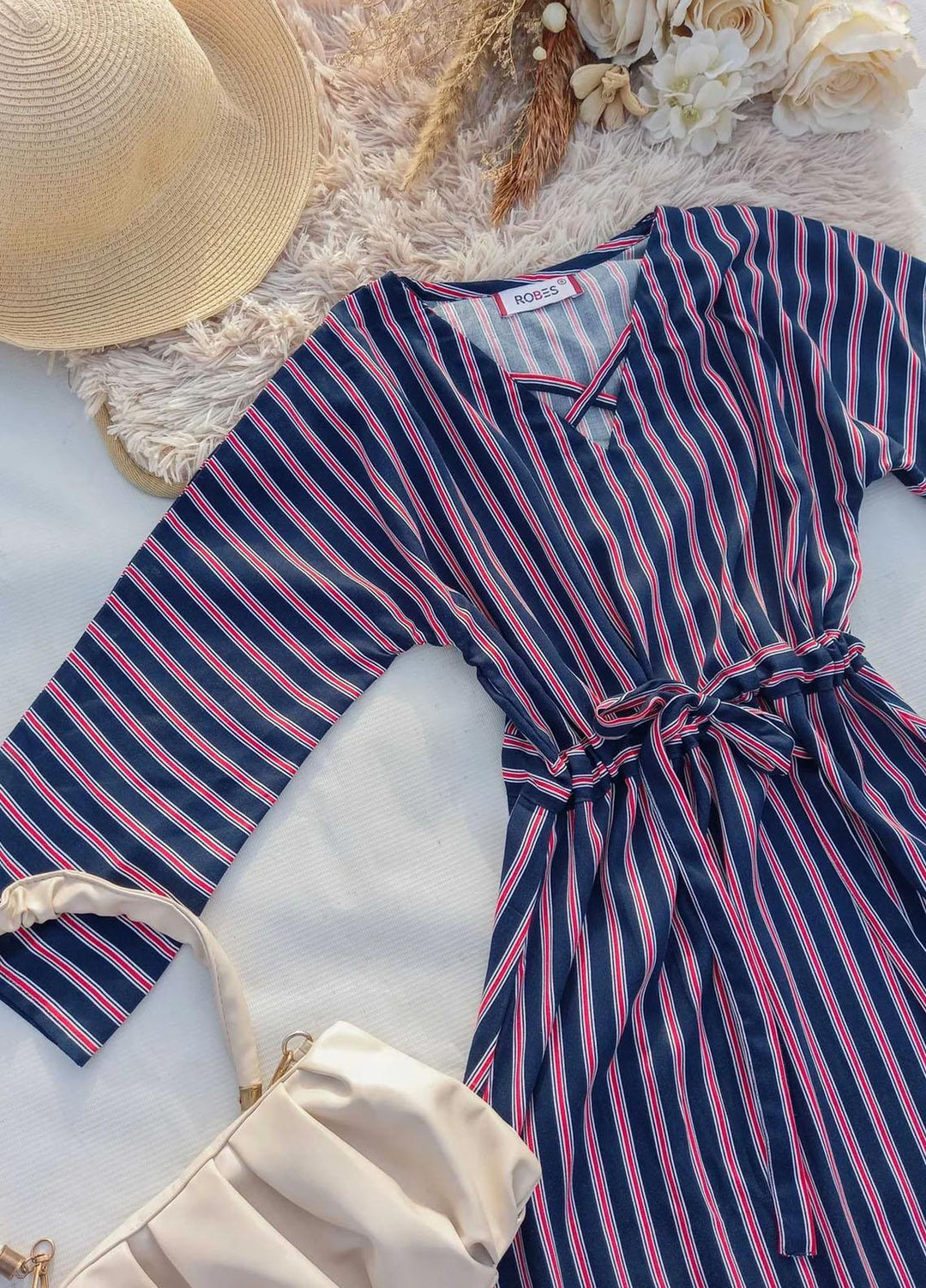 Robes Pret Casual  Long Dress NAVY STRIPED