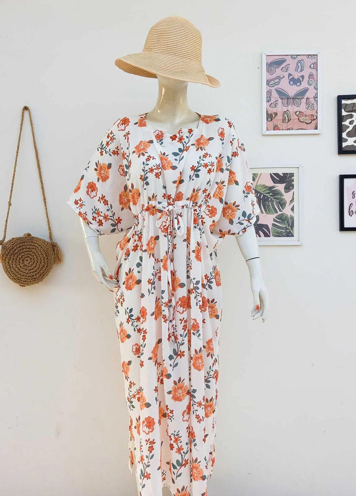 Robes Pret Casual  Long Dress TANGERINE FLORAL
